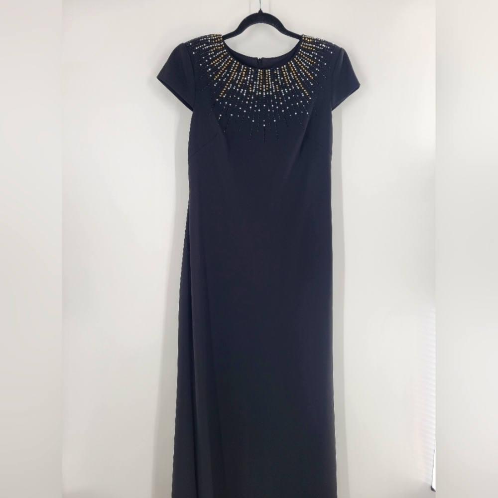 Eliza‎ J. Black Embellished  Maxi Dress Formal Gown Size 14 New
